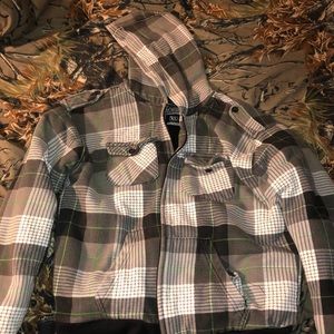 Plaid furry winter coat